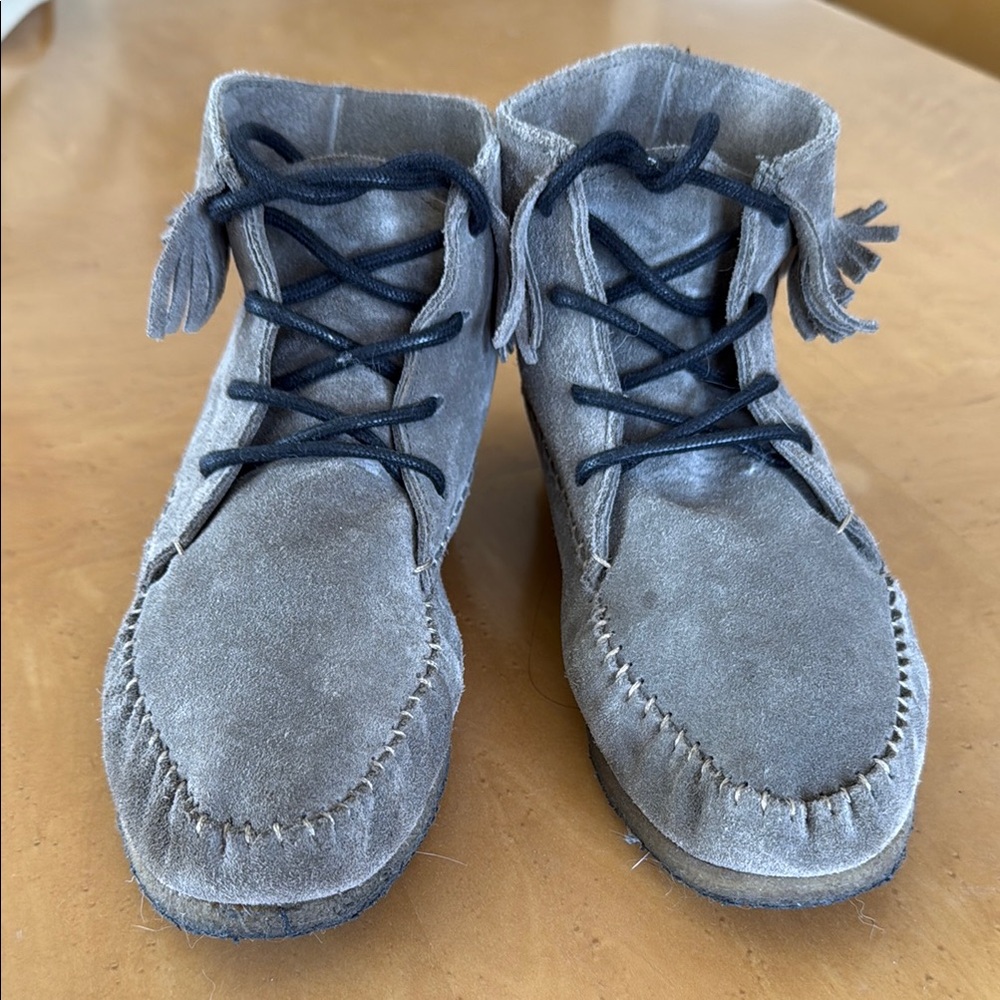All Saints Gray Suede Ankle Boot Moccasin